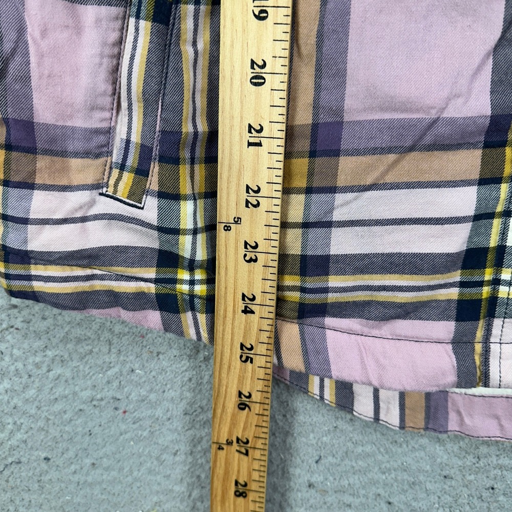 L.L. Bean Shacket Mens XS‎ Pink Blue Plaid Fleece Lined Flap Pocket Shirt Jacket - Picture 7 of 8